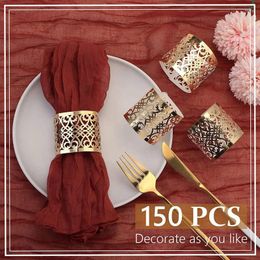 Take Out Containers 150 Pcs Napkin Rings Disposable Bands For Towel Dinner Table Settings Decor Wedding Party Gold