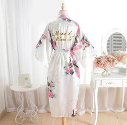 Wedding Bride Bridesmaid Floral Robe Satin Bride Bathrobe Nightgown for Women Kimono Sleepwear Elegant Casual Clothing8918572