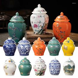 Storage Bottles Chinese Classical Vintage Tea Bottle Ceramic Pu 'er Jar With Lid Celadon Jars Candy Pots Home Decor Box