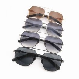 Brand Designer Sunglasses for Men Women Grey Brown Lenses Eyeglasses Metal Polygon Eyewear Anti UV Big Frame Eyeglasses Men's Driv 283H