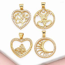 Pendant Necklaces OCESRIO White Crystal Tree Of Life Heart For Copper Gold Plated Butterfly Jewellery Making Component Pdtb579
