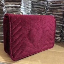 2020 Free Shipping Best-selling designer high-quality velvet heart women's gold chain flap bag messenger bag ladies shoulder bag c 224u