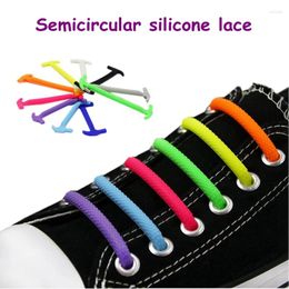 Shoe Parts 16pcs/set Semicircle Elastic Silicone Sneakers Shoelace Special Shoelaces No Tie Men Women Laces Rubber