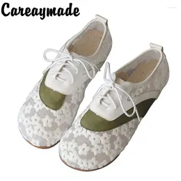Casual Shoes Careaymade-Sandals Mesh Breathable Women's Handmade Japanese Simple Fltas Student Small White