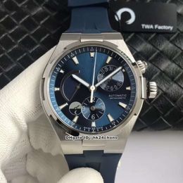 3 Styles TWA 42mm Overseas Dual Time Power Reserve Cal 1222 SC Automatic Mens Watch 47450 000A-9039 Blue Dial Rubber Strap Gents Watche 247L