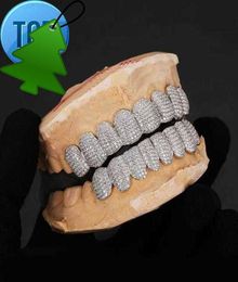 Grillz Dental Grills Эксклюзивная настройка Moissanite Teeth Grillz Iced Hop 925 Серебряные декоративные брекеты настоящие бриллианты грили для мужчин 1520787