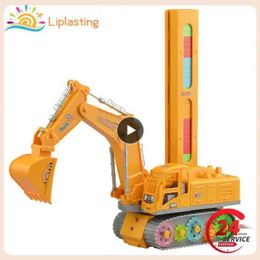 Diecast Model Cars Childrens Electric Domino Train Excavator Set with Sound and Light Automatic Laying of Domino Bricks Game Education Toy Gifts S2452722