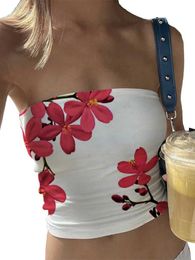 Women's Tanks Camis Flower tube womens summer strapless Bandeau top ultra-thin fitting Bandeau crop vest S2452733