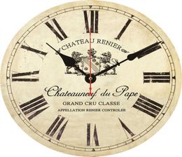 Shabby Retro NonTicking Silent Quiet Vintage Wooden Clock Roman Numeral Clocks For Walls French Style Du Pape Wall Watch Clock3071493
