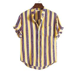 Casual Stripe Collar Shirt Men Cotton Slim Fit Man Shirts Short Sleeve Shirts Man summer Men039s Clothing65830313884707