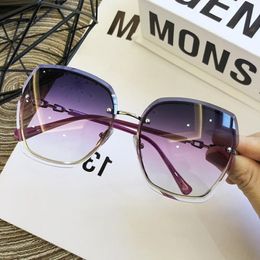 Sunglasses High Qulity Women's Rimless Square 2022 Sun Glasses Vintage Shades Female Ladies Pink Eyewear 209C
