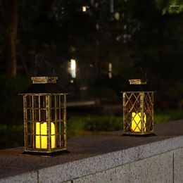 Candle Holders LED Solar Powered Lantern Lamp Home Garden Decoration Light Warm Decor Drop