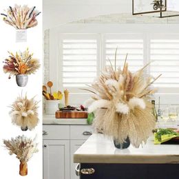 Decorative Flowers Dried Flower Bouquet Fluffy Pampas Grass Boho Bundle Decor Natural Fake Plant Dry Bunch For Home Wedding Party