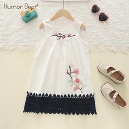 Girl Dresses Humour Bear Embroidery Design Casual And Gentle Style Sleeveless Tank Dress Children Clothing