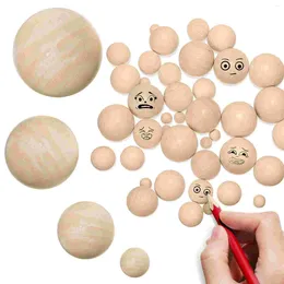 Decorative Figurines 40pcs Wooden Craft Balls Round Unfinished Wood Rounds Large Beads With No Holes