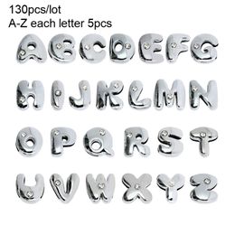 More Options DIY accessory Bead Caps 130pcs 8mm English Alphabet Slide Letters Charms Rhinestone Fit Pet collar Wristband keychain neck 306j