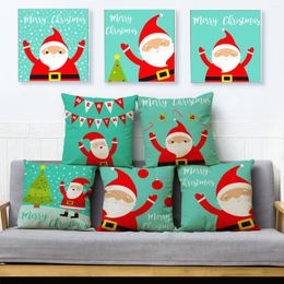 Pillow Merry Christmas Cover Decor Cute Cartoon Santa Snowman Case For Children Room Sofa Home Polyester Pillowcase