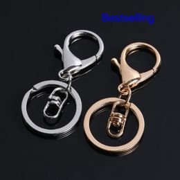 50pcs Lot 30mm multi Colours Key Chains Key Rings accessories Round gold silver Colour Lobster Clasp Keychain 306P