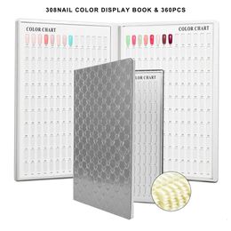 308 Nail Colour Display Book Nail Polish Colours Chart with 360 Tips Gel Polish Card Board Organiser Nail Salon Tools Shelves 240527