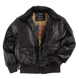 Oversized US Air Force and integrated men's fashion pilot couple leather motorcycle fur collar jacket