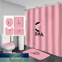 Simple Designer 4 Cushion Carpet Seat Ins Toilet Accessories Waterproof Set Bath Trendy Pieces Shower Bathroom Curtains Mbxae