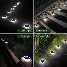 Solar Deck Lights 4 Pack Outdoor Step Lights IP68 Led Solar Garden Lights for Railing Stairs Fence Yard Patio and Pathway lamp