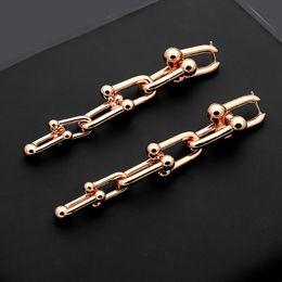 Neue hochwertige U-förmige Edelstahlohrringe 18K Gold Rose Silber Lange Anhänger Ohrringe kommen mit Staubbeutel für Paare Geschenk 264u