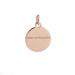 Pendant Necklaces Stainless Steel Round Disc Charms Stam Blanks For Diy Jewellery Making Mini Loop Circle Dog Tag Drop Delivery Pendant Dhpkg
