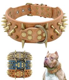 2quot Width Spiked Studded Dog Collar for Medium Large Dogs Pitbull German Shepherd PU Leather Pet Collars Cool Fashion 2110067435759