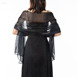 Long Sexy Transparent Dress Bridesmaid Evening Scarf Shiny Sunscreen Cloak Shade Female Shawl Wedding Colour Party Yarn Solid Scarves Trecb