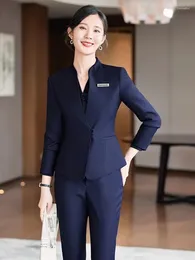 Women's Two Piece Pants High Quality Fabric Women Business Suits Formal Professional Blazers Feminino Ladies Office Work Wear Pantsuits