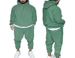 Mens Tracksuit Jogger Sportswear CasuaSweatershirts Sweatpants Streetwear Pullover Solid Color Fleece Sports Suit Men Sets1730383183214