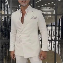 Men's Suits Double Breasted Spacial Buttons Slim Fit Male Clothing Wedding Prom Groom Formal Tailored Jacket Pants 2 Piece