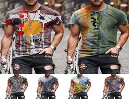 Men039s TShirts 2021 Summer Men Fashion Harajuku Colourful Cross Printed O Collared Oversized Vintage Short Sleeve T Shirts6766034