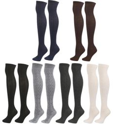 Women039s Cable Knit Thigh High Socks Extra Long Winter Top Over The Knee Boot Stockings Leg Warmers Grey Black White Navy Coff3947166
