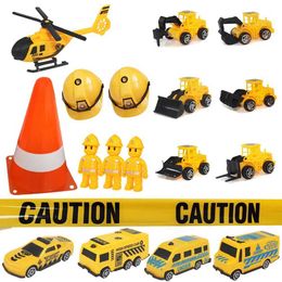 Diecast Model Cars Top of Building Cake Mini Building Car Toy Warning Tape Safety Cone Road Parking Cone Building Party Supplies S2452722