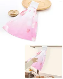Towel Pink Graded Flower Spring Hand Towels Home Kitchen Bathroom Hanging Dishcloths Loops Quick Dry Soft Absorbent