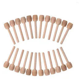 Spoons 50 Pack Of Mini 3 Inch Wood Honey Dipper Sticks Individually Wrapped Server For Jar Dispenser Drizzled Wedding