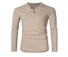 Men039s TShirts Fashion Tshirt Longsleeved Large Size Shirt Custom Button Solid Color Black S2XL7781714