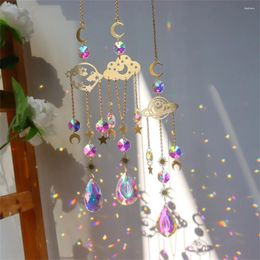 Garden Decorations Moon Sun Catchers Crystal Pendant Light Catcher Rainbow Chaser Hanging Wind Chimes Home Room Decoration Outdoor