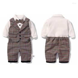 Clothing Sets Toddler Boys Set 2024 Spring Baby Cotton Plaid Children Kid Clothes Suits 5pcs Birthday Party Costume 1 2 3 Year Gift