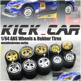 Diecast Model Cars Car 1/64 Wheels With Rubber Tyres 5Sets Electroplating Abs Basic Modified Parts Vehicle Toy For Tomica Mini Gt Drop Ot0Qj