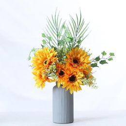 Decorative Flowers & Wreaths 1 Bouquet DIY Faux Silk Artificial Flower Easy To Maintain Delicately Cut Fake Sunflower Home Festival Wed 195H