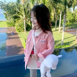 Jackets Girls' Autumn Denim Jacket 2024 Net Red Children's Outerwear Westernised Long-sleeved Top Spring And Trend