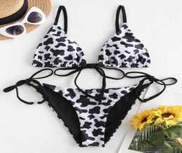 Triangle Bikini Sexy Leopard Print Split Swimsuit for Women VWV49789178