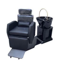 Kaisen Complete Electric Massage Shampoo Chair Bed Customised Sign Set Hair Salon Furniture With Stand Backwash Sink And Basin For Sale