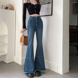 Women's Jeans Women High Waist Fashion Stretch Pocket Trousers Loose 3XL 4XL Wide Leg Flare Pants Vintage Denim Ladies