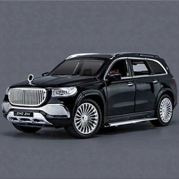Diecast Model Cars 1 24 Alloy Car Model Sound and Light Pull Back Toy Car SUV Boy Collection Decoration for Benz Gls600 T240524