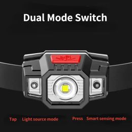 LED Glare Headlight Mini Rechargeable Long-beam Headlamp Outdoor Lighting Head-mounted Light with Sensor Built-in Battery