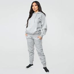 Plus Size Tracksuits HAOOHU 2 Piece Hoodie Sweatpants Trousers Set Woman Casual Sporty Outfits Tracksuit Home 4XL 5XL Winter Autumn 281l